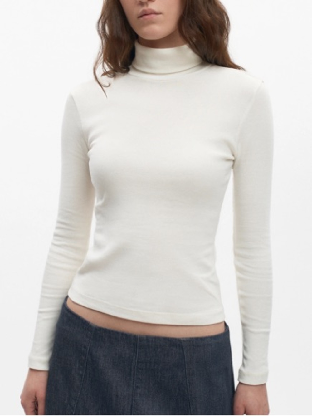 KOTN Cream Turtleneck Long-Sleeve Shirt